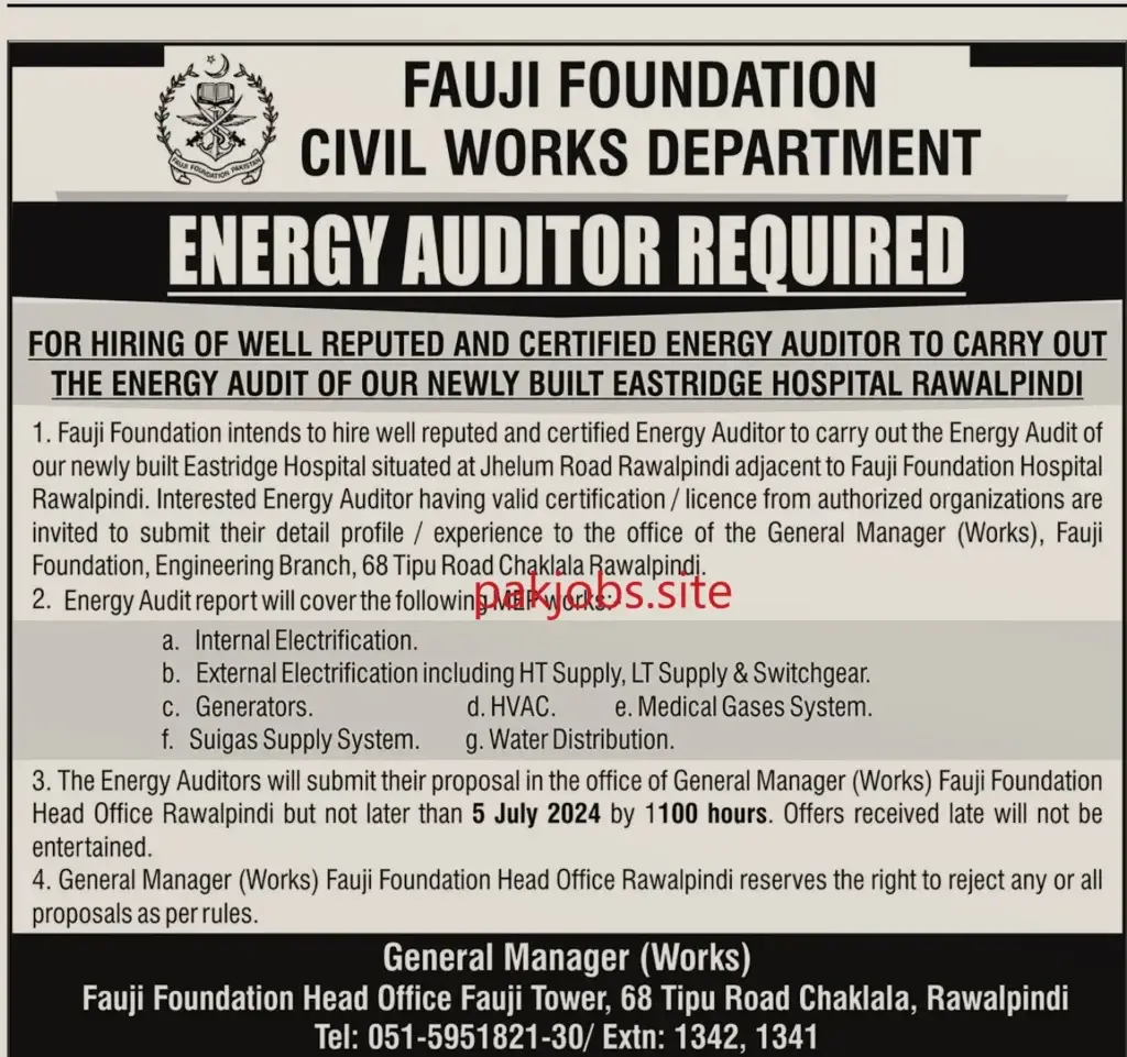 Latest Fauji Foundation Job In Rawalpindi 2024