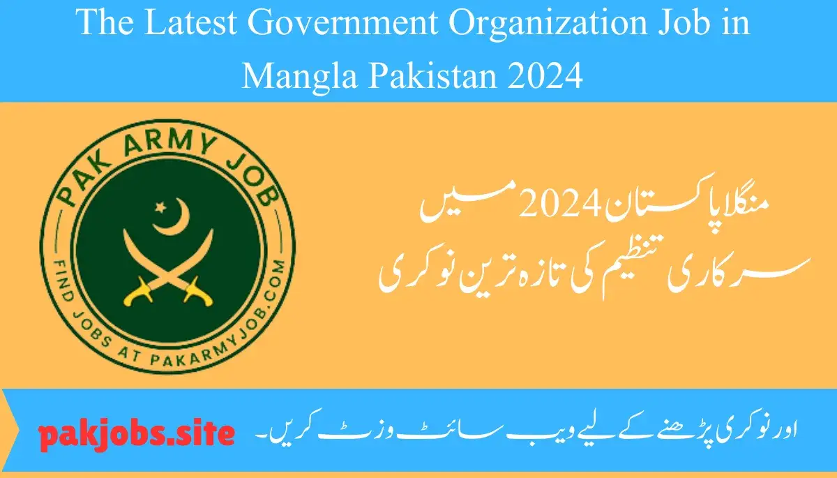 The Latest Government Organization Job in Mangla Pakistan 2024