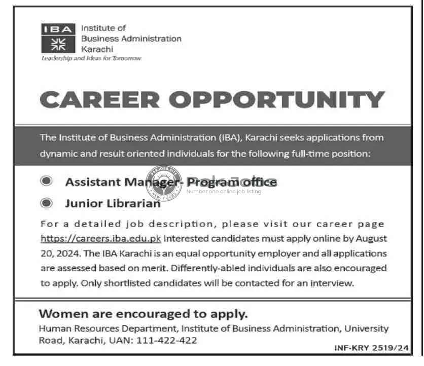 Jobs at Institute of Business Administration Karachi Careers