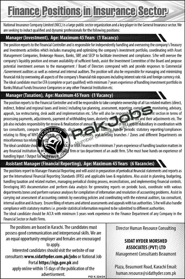 National Insurance Company Limited NICL Karachi Jobs 2024 Online Apply