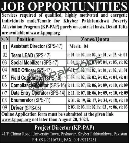 Khyber Pakhtunkhwa Poverty Alleviation Program Jobs 2024