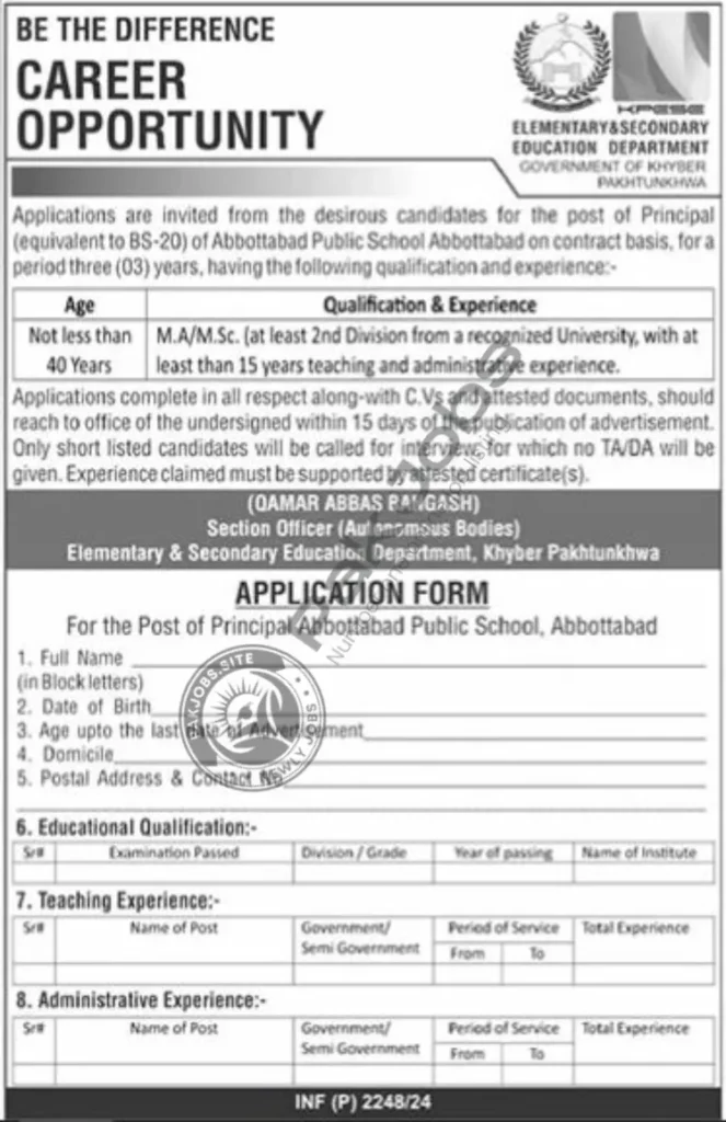 Abbottabad Public School Jobs 2024 Online Apply