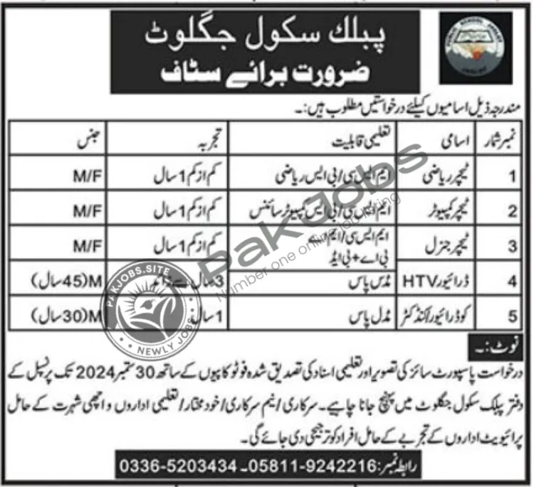 Teaching Jobs at Public School 2024 - Online Application