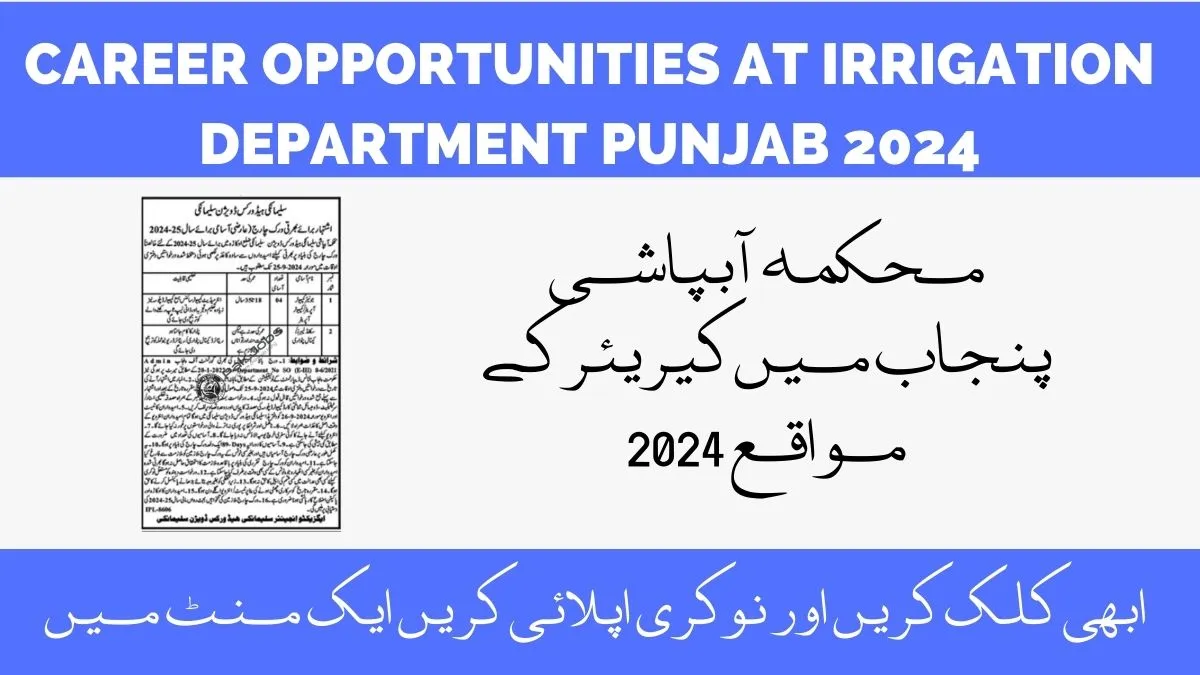 Career Opportunities at Irrigation Department Punjab 2024