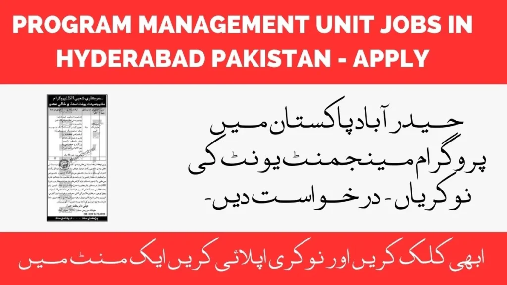 Program Management Unit Jobs in Hyderabad Pakistan - Apply