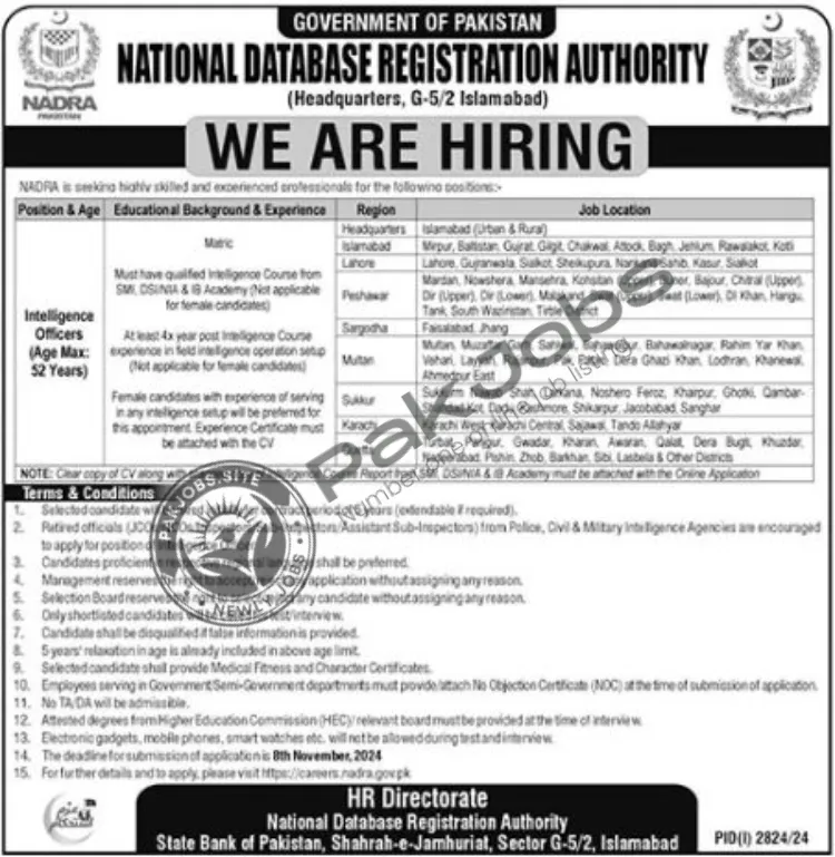 NADRA Jobs 2024 - Apply Now Here